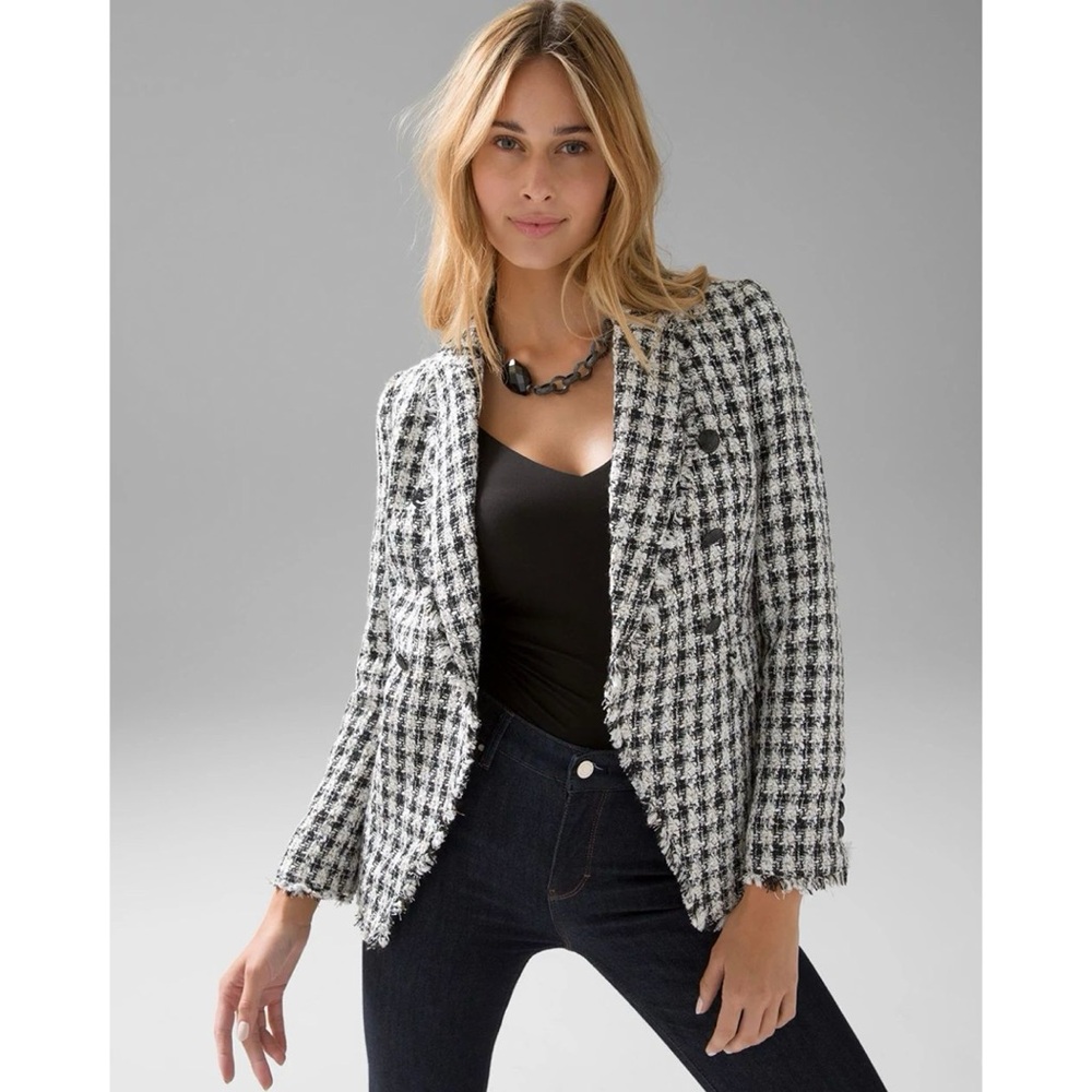 White House Black Market Black and White Tweed Blazer